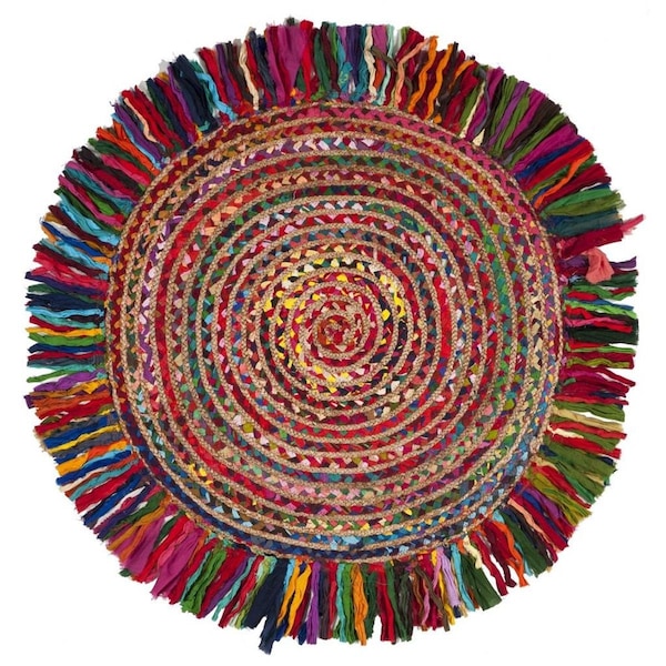 Safavieh Cape Cod Hand Woven Round Area Rug Ivory & Red - 3 x 3 ft. CAP206A-3R - main